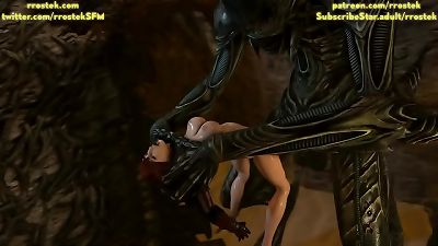 Samus Aran on a unusual Alien Planet Chapter 2, Xenomorph Alien Facehugger 3 dimensional porno
